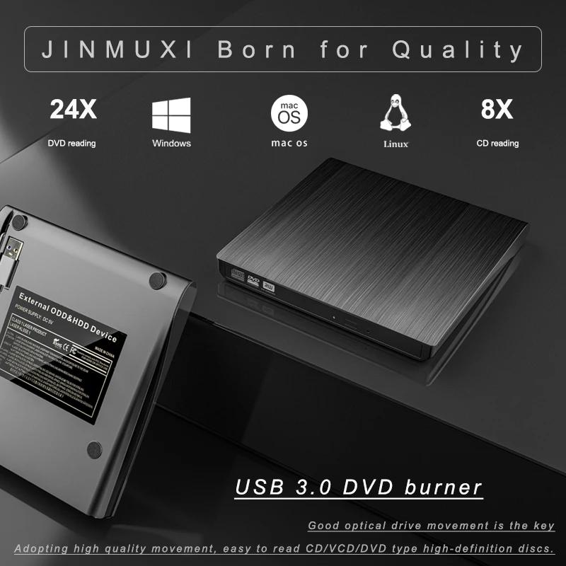 JINMUXI  DVD ̺, USB 3.0 CŸ ̺, ޴ CD DVD RW ̺ ,   ÷̾, Ʈϰ ȣȯ 